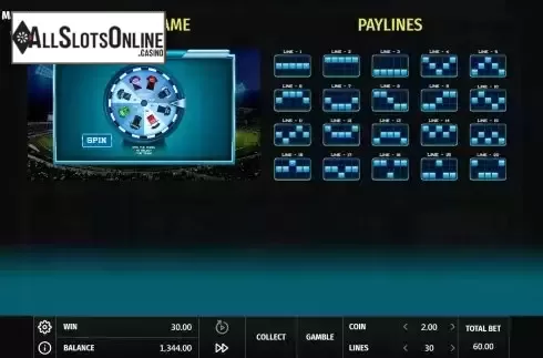 Paylines screen