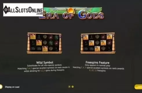 Start Screen. Era Of Gods from 1X2gaming