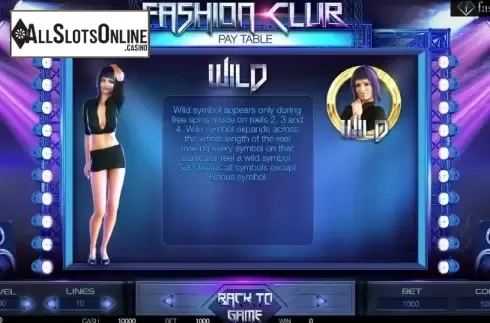 Paytable 3. Fashion Club from BetConstruct