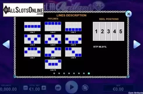 Paylines screen