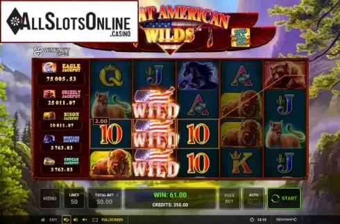 Win Screen. Great American Wilds from Greentube
