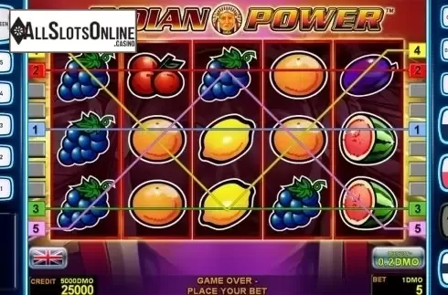 Reels screen. Indian Power Deluxe from Novomatic