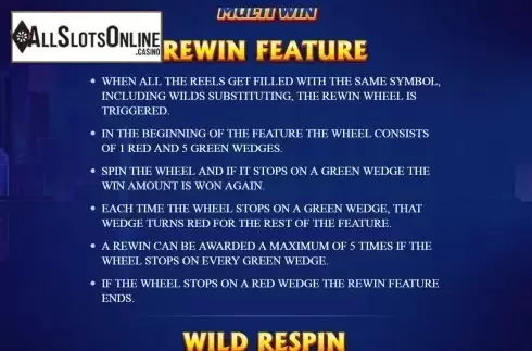Rewin Feature screen