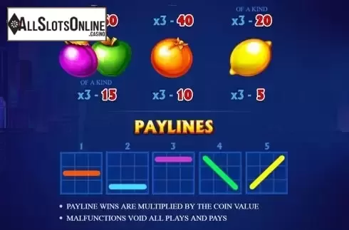 Paylines screen