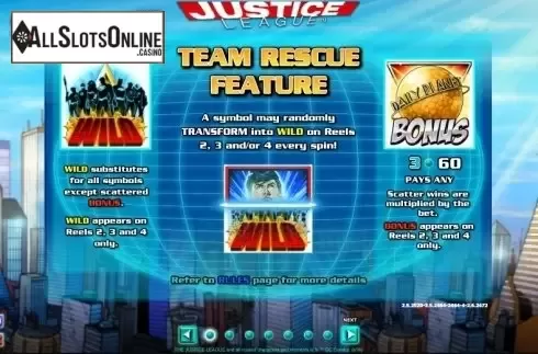 Paytable 1. Justice League (NextGen) from NextGen