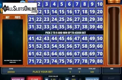 Screen 1. Keno 8 from Zeus Play