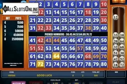 Screen 3. Keno 8 from Zeus Play