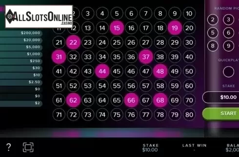 Game Screen 2. Keno Neo from Bally