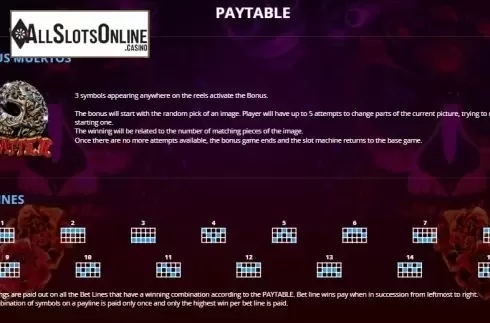 Paytable 4. Los Muertos (Capecod Gaming) from Capecod Gaming