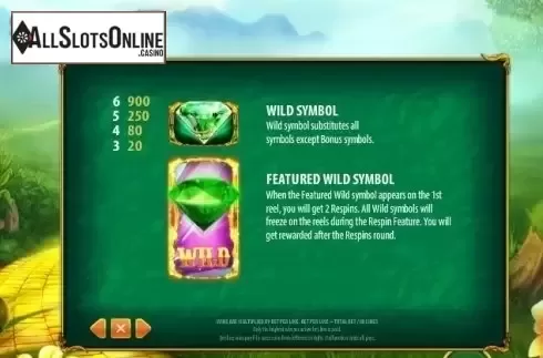 Paytable 1. Magic of Oz (GamesOS) from GamesOS