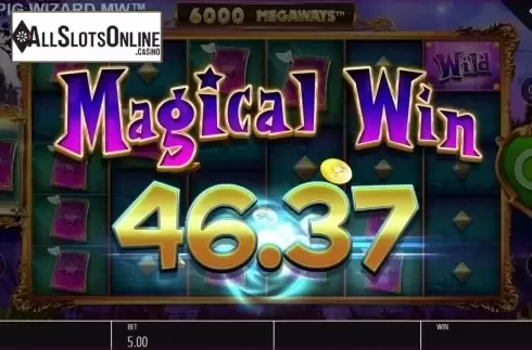 Win Screen 5. Pig Wizard Megaways from Blueprint