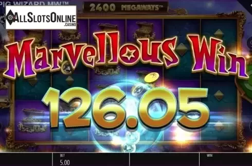 Win Screen 6. Pig Wizard Megaways from Blueprint