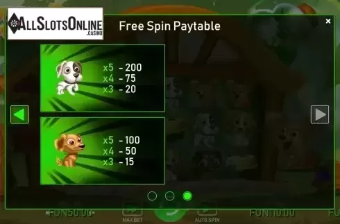 Free Spin paytable screen 3