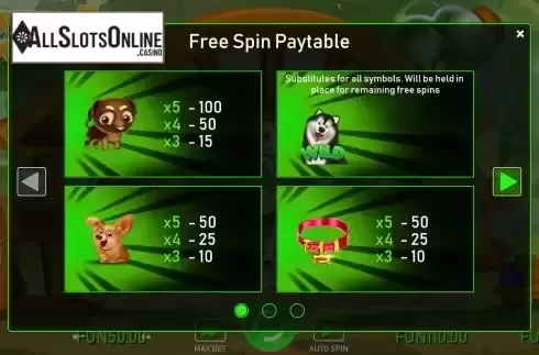 Free Spin paytable screen