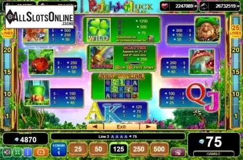 Symbols. Rainbow Luck from EGT
