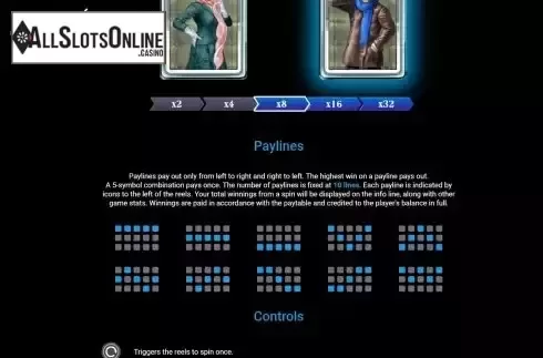 Paylines screen