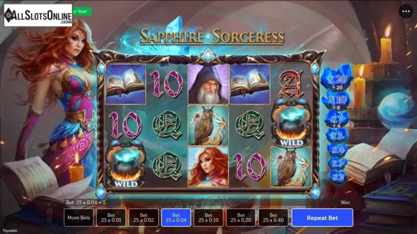 Game Workflow screen . Sapphire Sorceress from Gamesys