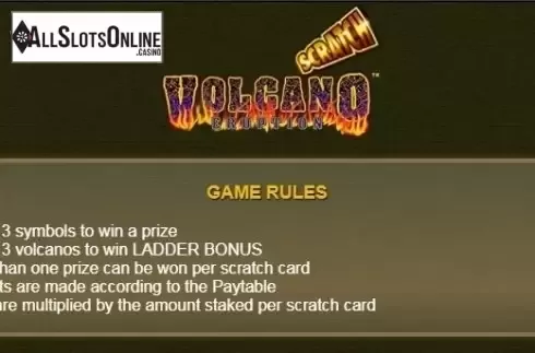 Paytable 2. Scratch Volcano Eruption from NextGen