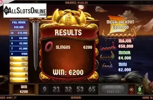 Win Screen. Slingo Berserk from Slingo Originals