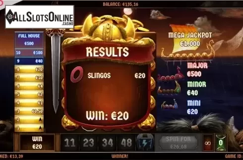 Win Screen 4. Slingo Berserk from Slingo Originals