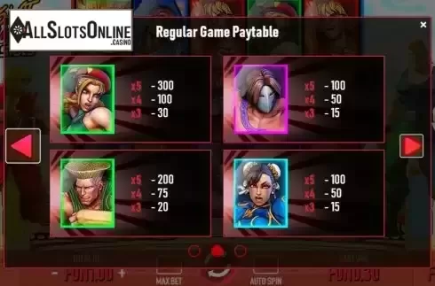 Pay Table screen 2
