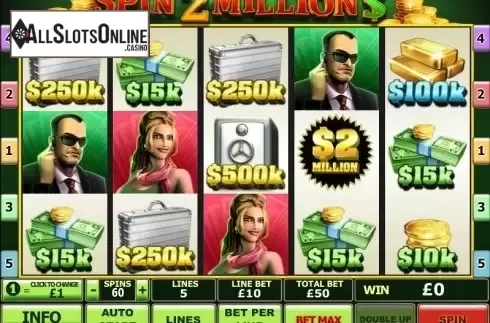 Game Workflow screen. Spin 2 Million from Playtech