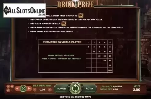 Drink Prize screen