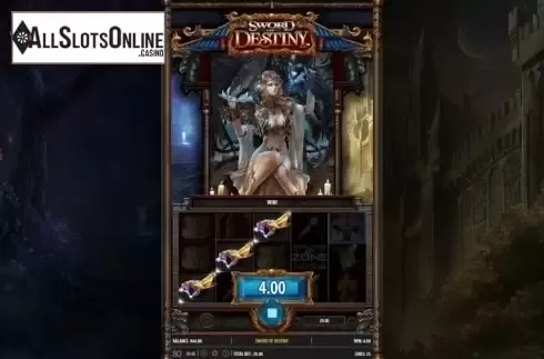Win screen. Sword of Destiny from Bally