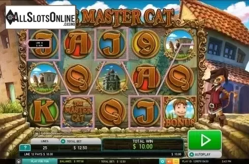 Wild win screen. The Master Cat (Leander) from Leander Games