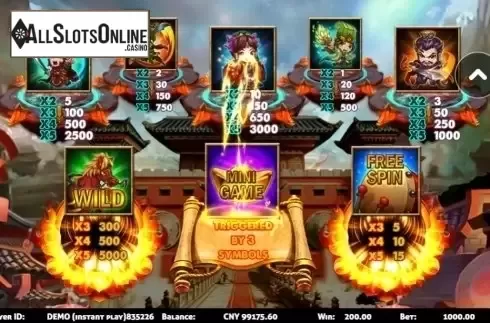 Paytable. Three Kingdoms (Triple Profits Games) from Triple Profits Games