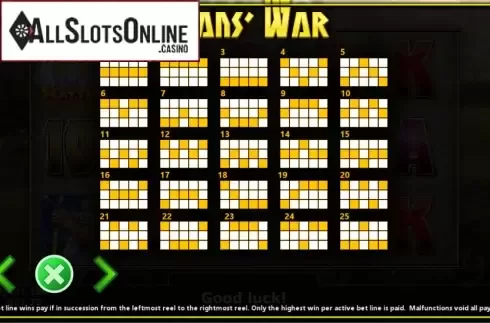 Paylines. Titans War from Fils Game