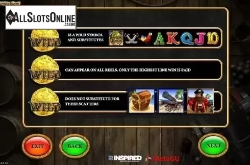 Paytable 2. Treasure Island (Inspired) from Inspired Gaming