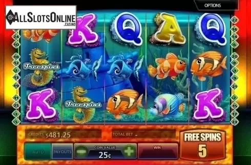 Free Spins screen. Tropical Aquarium from MultiSlot