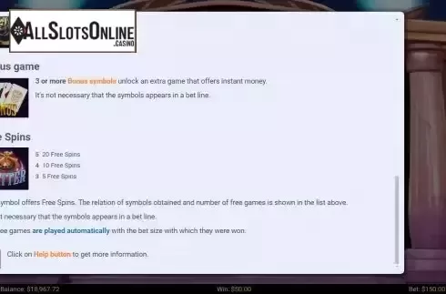 Bonus game and FS screen