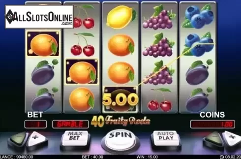 Win screen 1. 40 Fruity Reels from 7mojos