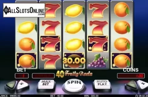 Win screen 3. 40 Fruity Reels from 7mojos