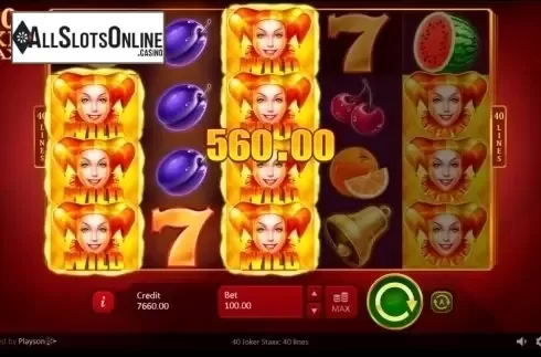 Win 4. 40 Joker Staxx: 40 lines from Playson