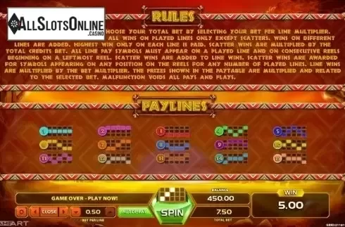 Paytable 3. African Sunset (GameArt) from GameArt