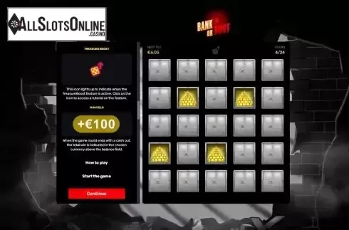 Treasure boost screen