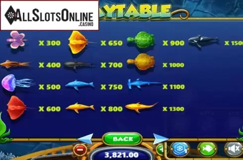 Paytable 2. Blue Ocean from Vela Gaming