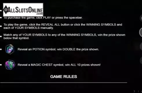 Bonus symbols screen