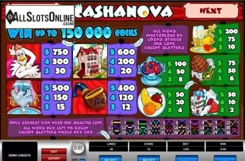 Screen4. Cashanova from Microgaming