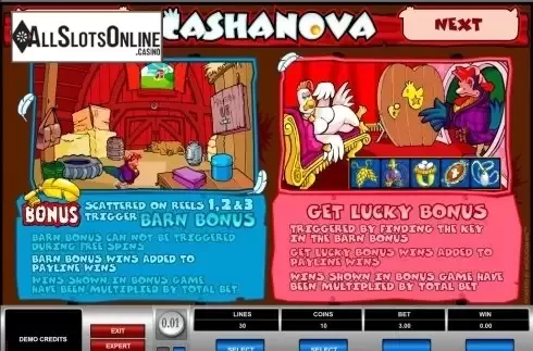 Screen2. Cashanova from Microgaming