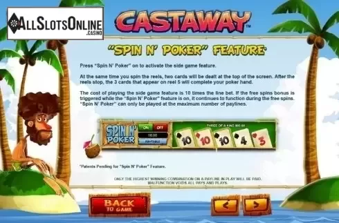 Paytable 3. Castaway from Leander Games
