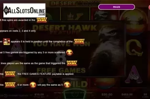 Free Spins feature screen