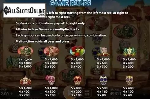 Paytable 1. Dia De Muertos (KA Gaming) from KA Gaming
