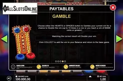 Gamble feature screen