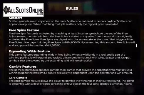 Game Rules screen