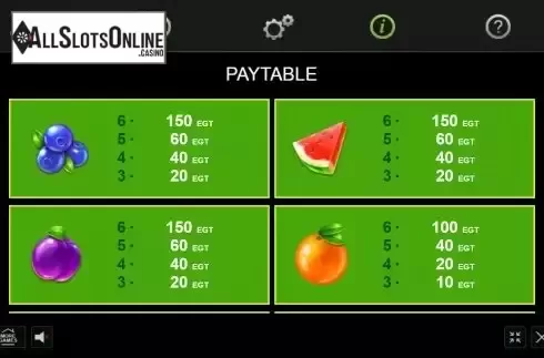 Paytable screen 2