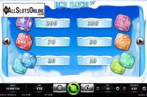 Paytable screen